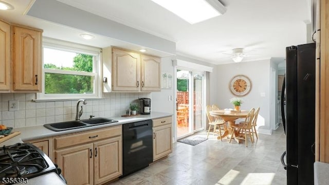 12 Fox Chase Run, Hillsborough Twp, NJ 08844 - kitchen featuring black appliances, light brown cabinets, a sink, and light countertops