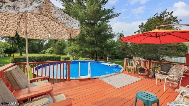 12 Fox Chase Run, Hillsborough Twp, NJ 08844 - outdoor pool with a deck and view of scattered trees