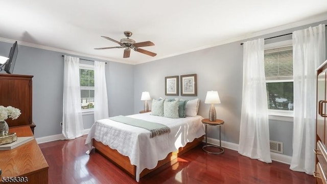 12 Fox Chase Run, Hillsborough Twp, NJ 08844 - bedroom with wood finished floors, baseboards, ornamental molding, and ceiling fan