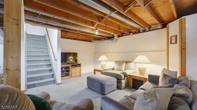 12 Fox Chase Run, Hillsborough Twp, NJ 08844 - living area featuring stairs and carpet flooring