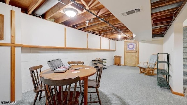 12 Fox Chase Run, Hillsborough Twp, NJ 08844 - dining space featuring carpet floors and concrete block wall