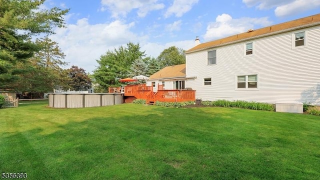 12 Fox Chase Run, Hillsborough Twp, NJ 08844 - view of grassy yard featuring a wooden deck