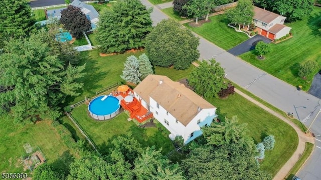 12 Fox Chase Run, Hillsborough Twp, NJ 08844 - drone / aerial view of a pool