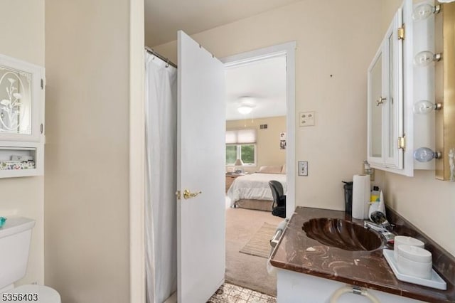 87 Ivy Ln, Bridgewater Twp, NJ 08807 - ensuite bathroom featuring vanity, toilet, and a shower with shower curtain