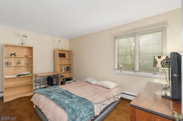 87 Ivy Ln, Bridgewater Twp, NJ 08807 - bedroom with a baseboard radiator and dark carpet