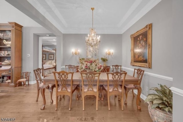 16 Gordon Way, Mount Olive Twp, NJ 07836 - dining room featuring a chandelier, light wood-style flooring, and a raised ceiling