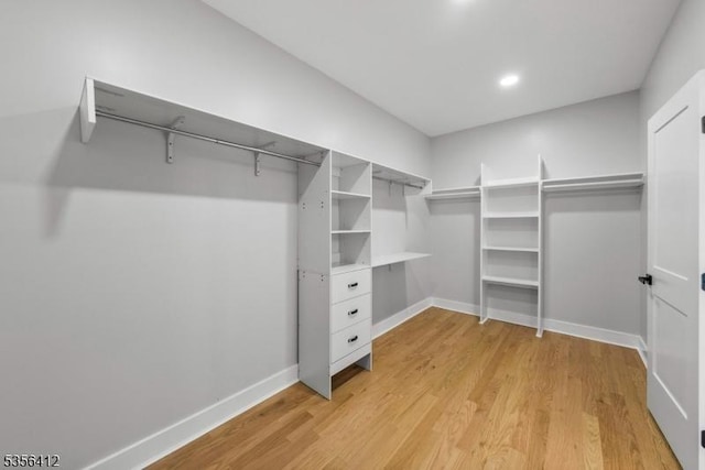 spacious closet featuring light wood-type flooring