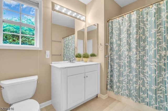 1111 Conrad Way, Franklin Twp, NJ 08873 - bathroom featuring toilet, vanity, baseboards, and a shower with shower curtain