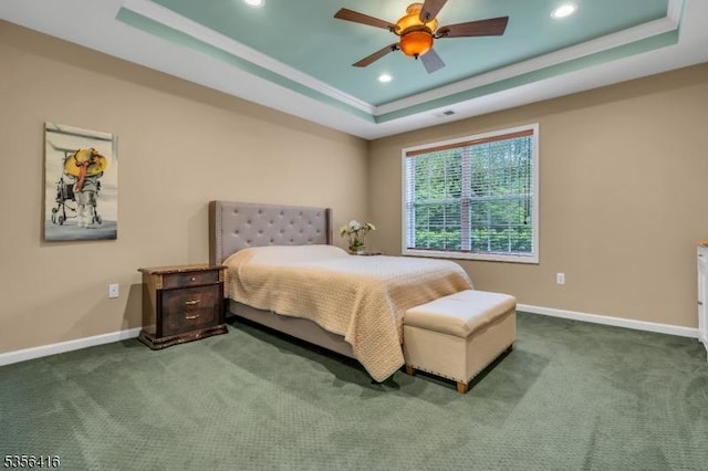 1111 Conrad Way, Franklin Twp, NJ 08873 - bedroom featuring a tray ceiling, carpet floors, recessed lighting, and baseboards