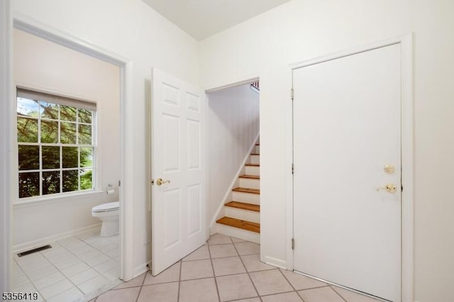 1 Joss Way, Long Hill Twp, NJ 07946 - stairs featuring tile patterned floors and baseboards