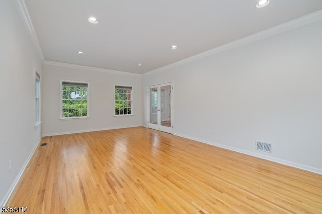 1 Joss Way, Long Hill Twp, NJ 07946 - empty room featuring ornamental molding, light wood-type flooring, and recessed lighting