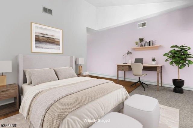 18 Paris Cir Unit 18, West Orange Twp, NJ 07052 - bedroom with vaulted ceiling, baseboards, and a desk