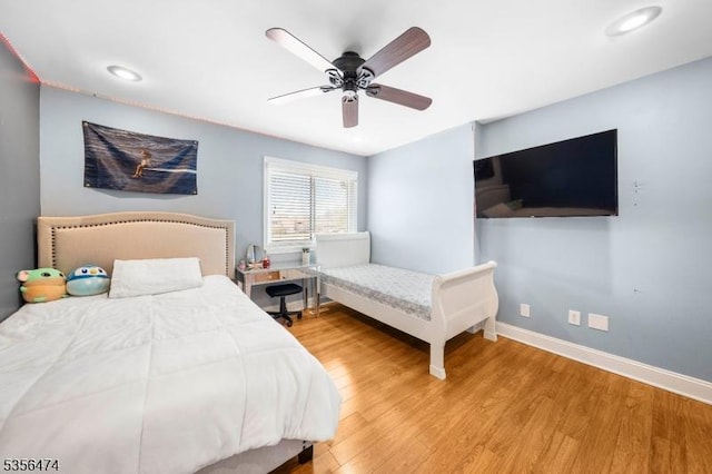 3522 Richmond Ct, Hillsborough Twp, NJ 08844 - bedroom featuring baseboards, wood finished floors, ceiling fan, and recessed lighting