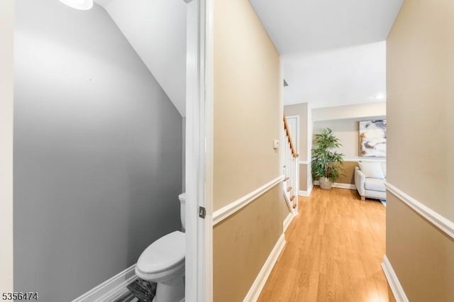 3522 Richmond Ct, Hillsborough Twp, NJ 08844 - hall featuring light wood-style floors, baseboards, and lofted ceiling