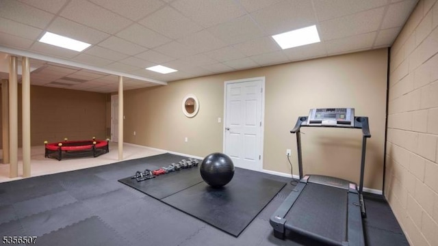 1 Dewing Ct, Raritan Twp, NJ 08551 - exercise area with a paneled ceiling and baseboards