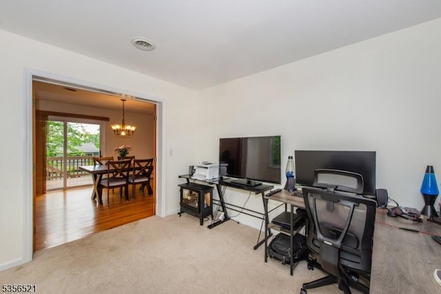19 Esther Dr, Vernon Twp, NJ 07422 - carpeted office space with a chandelier