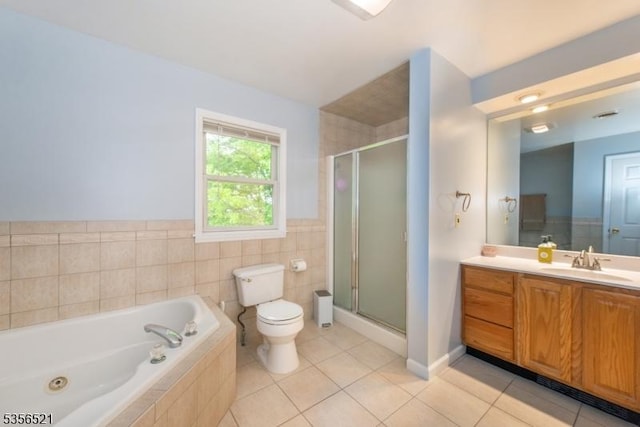 19 Esther Dr, Vernon Twp, NJ 07422 - full bathroom featuring toilet, tile patterned flooring, vanity, and a stall shower