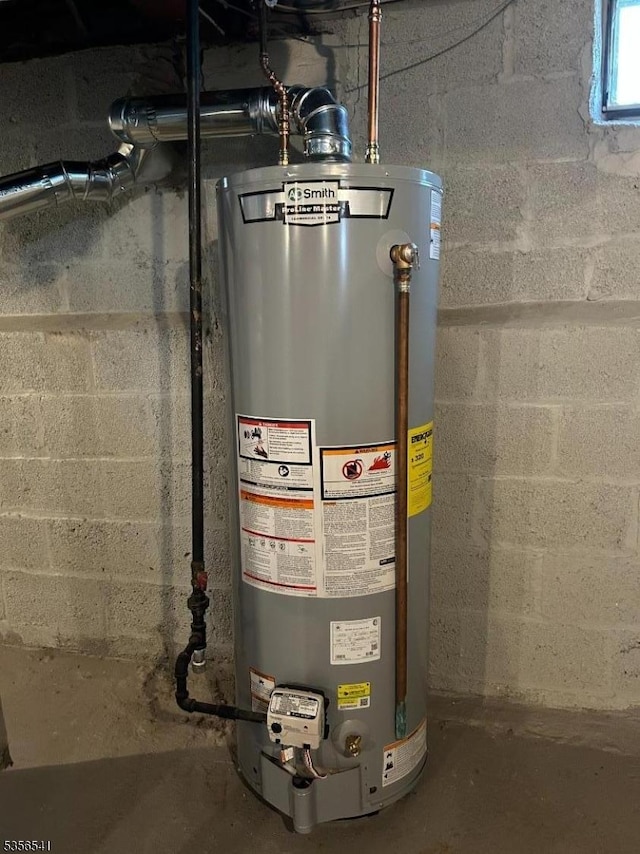 utility room with gas water heater