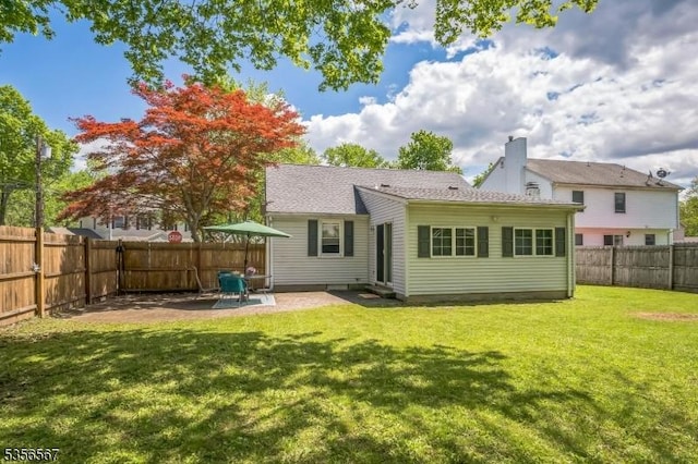 129 River Dr, Parsippany-Troy Hills Twp, NJ 07034 - back of house with a patio area, a chimney, and entry steps