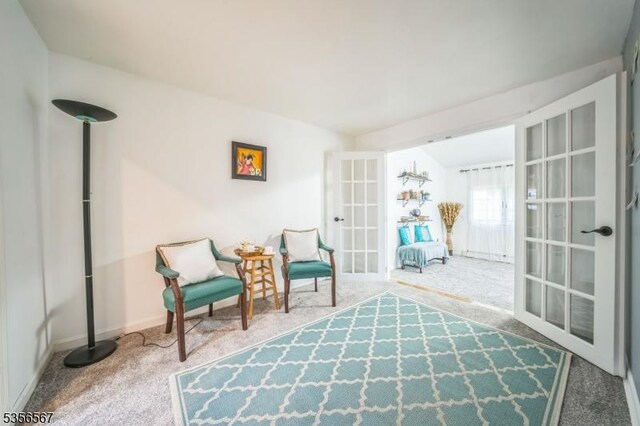 129 River Dr, Parsippany-Troy Hills Twp, NJ 07034 - living area with french doors, carpet floors, and baseboards