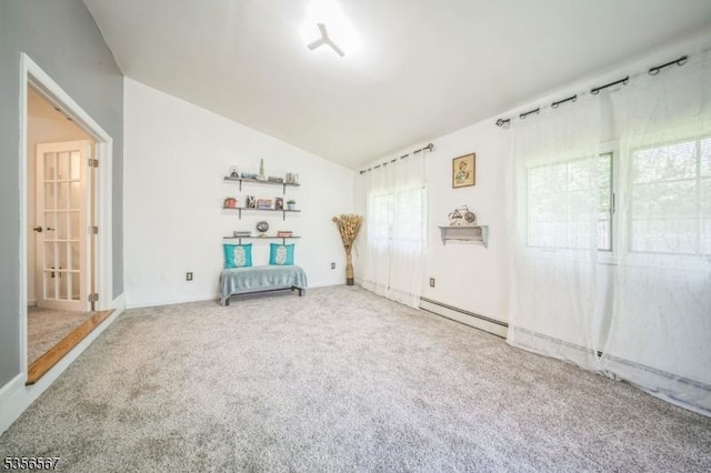 129 River Dr, Parsippany-Troy Hills Twp, NJ 07034 - carpeted spare room with a baseboard radiator and lofted ceiling