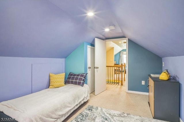 129 River Dr, Parsippany-Troy Hills Twp, NJ 07034 - bedroom featuring vaulted ceiling and carpet