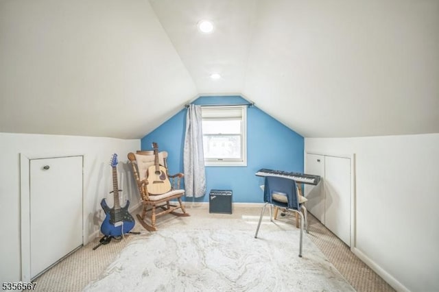 129 River Dr, Parsippany-Troy Hills Twp, NJ 07034 - additional living space with carpet floors, vaulted ceiling, and baseboards