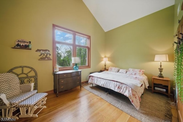44 Mount Pleasant Rd, Knowlton Twp, NJ 07832 - bedroom with high vaulted ceiling and wood finished floors