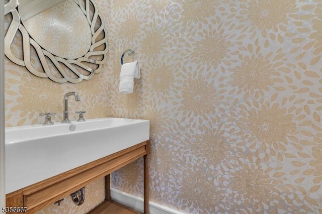 73 Lafayette Ave, Chatham Boro, NJ 07928 - bathroom featuring wallpapered walls and wood finished floors