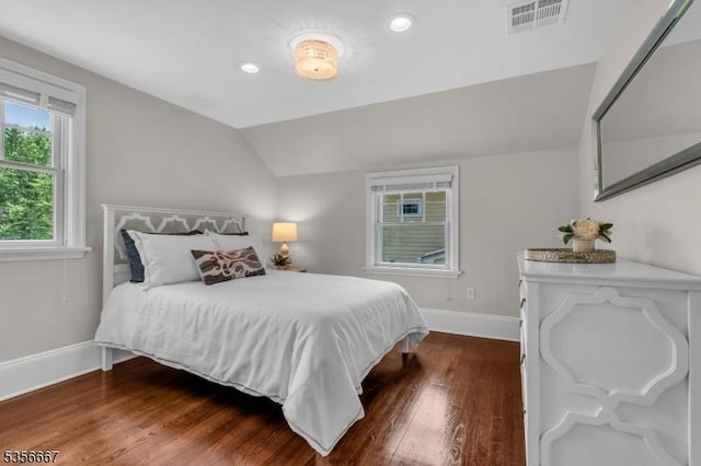 73 Lafayette Ave, Chatham Boro, NJ 07928 - bedroom featuring lofted ceiling, dark wood-style flooring, and recessed lighting