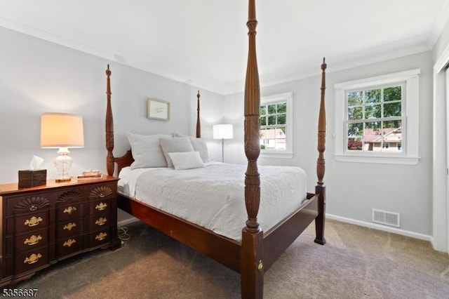 66 Skyline Dr, Morris Twp, NJ 07960 - bedroom featuring dark carpet, crown molding, and baseboards