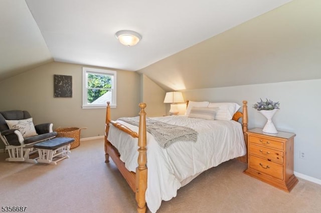 66 Skyline Dr, Morris Twp, NJ 07960 - bedroom with vaulted ceiling, light colored carpet, and baseboards