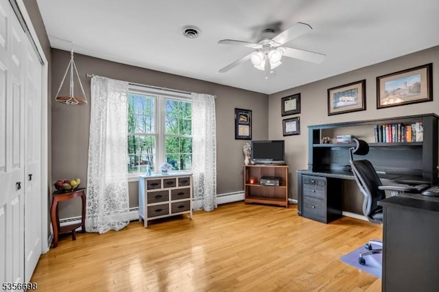 23 Andover Dr, Branchburg Twp, NJ 08853 - office area with a ceiling fan and wood finished floors