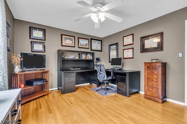 23 Andover Dr, Branchburg Twp, NJ 08853 - office space featuring a ceiling fan, light wood-style flooring, and baseboards
