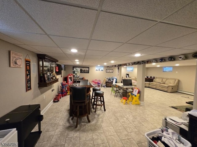 50 Newark Pl, Belleville Twp, NJ 07109 - dining area with a paneled ceiling, baseboards, and recessed lighting