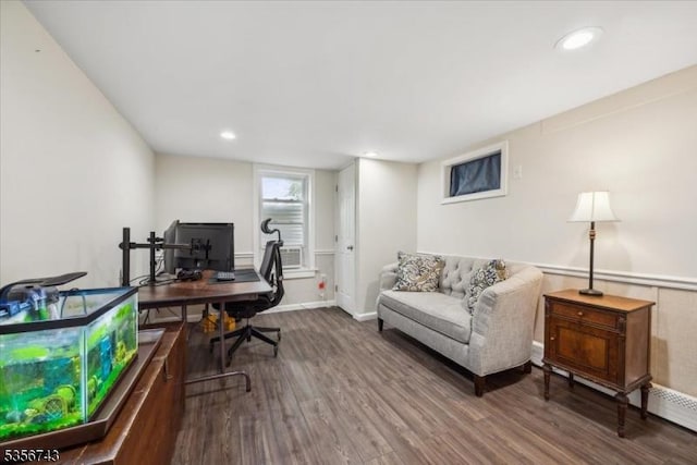 6 Cumberland Rd, Hillsborough Twp, NJ 08844 - office area featuring wood finished floors, baseboards, and recessed lighting
