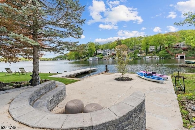 229A Squaw Trl, Hopatcong Boro, NJ 07821 - view of patio featuring a boat ramp, a boat dock, and a water view
