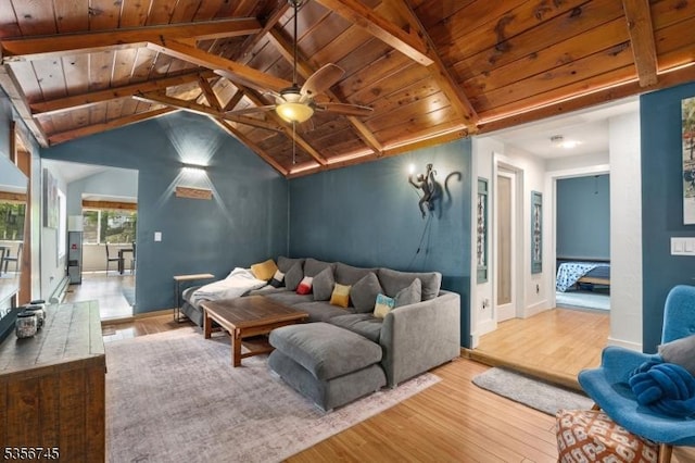 229A Squaw Trl, Hopatcong Boro, NJ 07821 - living area with wood ceiling, baseboards, wood finished floors, and a ceiling fan