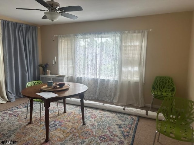 41 Central Ave, Caldwell Boro Twp, NJ 07006 - carpeted dining area featuring a ceiling fan