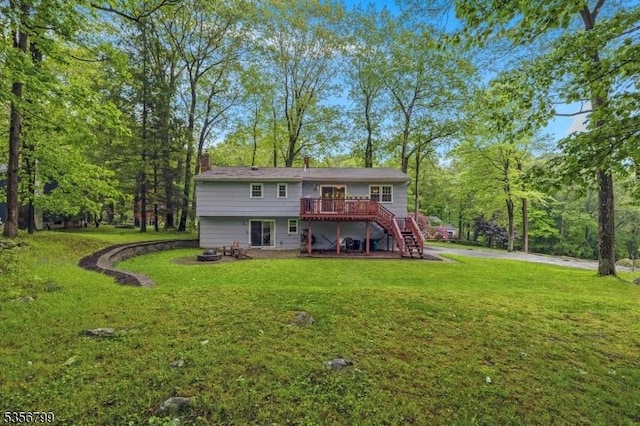 38 Nestlingwood Dr, Washington Twp, NJ 07853 - rear view of house featuring a deck, stairs, and a lawn