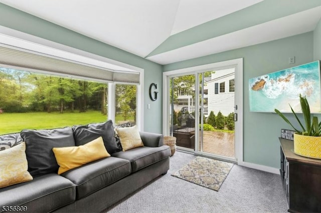 96 Belmont Ave, Cranford Twp, NJ 07016 - carpeted living area featuring lofted ceiling and baseboards