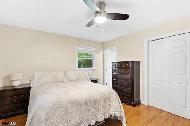 96 Belmont Ave, Cranford Twp, NJ 07016 - bedroom featuring wood finished floors, a closet, and ceiling fan