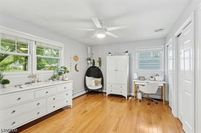 96 Belmont Ave, Cranford Twp, NJ 07016 - bedroom featuring light wood-type flooring, a desk, and ceiling fan