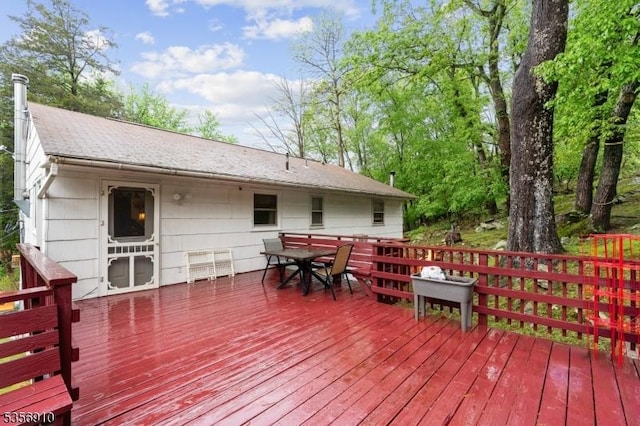 8 Hillside Ter, Green Twp, NJ 07821 - wooden deck featuring outdoor dining area
