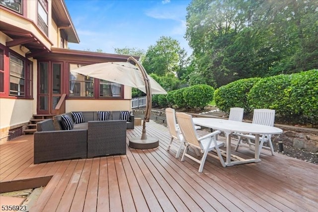 12 Harrison Ave, Montclair Twp, NJ 07042 - deck featuring entry steps, outdoor dining area, and outdoor lounge area