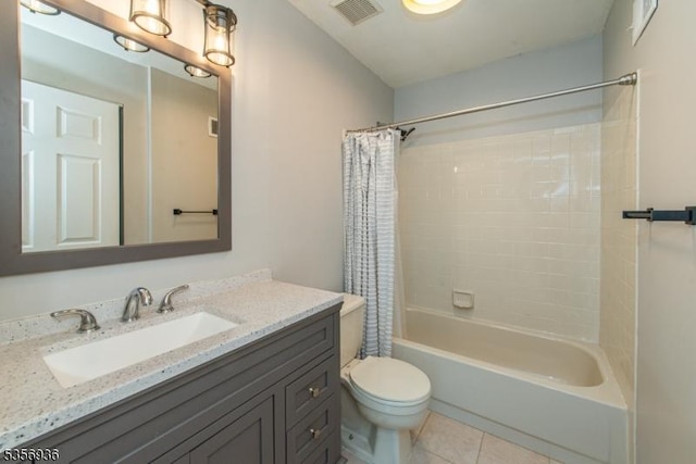 269 Edgeware Ct, Franklin Twp, NJ 08873 - bathroom with toilet, shower / tub combo, tile patterned floors, and vanity