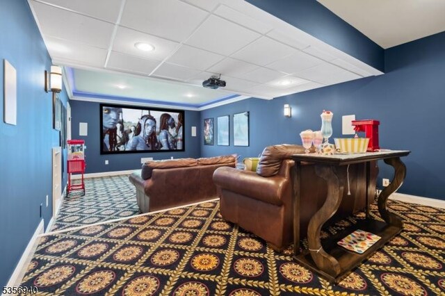 28 Handler Ct, Montgomery Twp, NJ 08502 - home theater room with baseboards and carpet floors