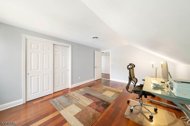 3 Larsen Rd, Franklin Twp, NJ 08873 - office space featuring wood finished floors, vaulted ceiling, and baseboards