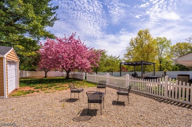 3 Larsen Rd, Franklin Twp, NJ 08873 - fenced backyard with a pergola and an outdoor structure