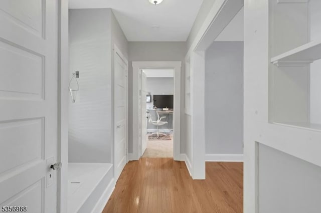 42 Mountain Ave, Mendham Boro, NJ 07945 - hallway featuring light wood-style flooring and baseboards